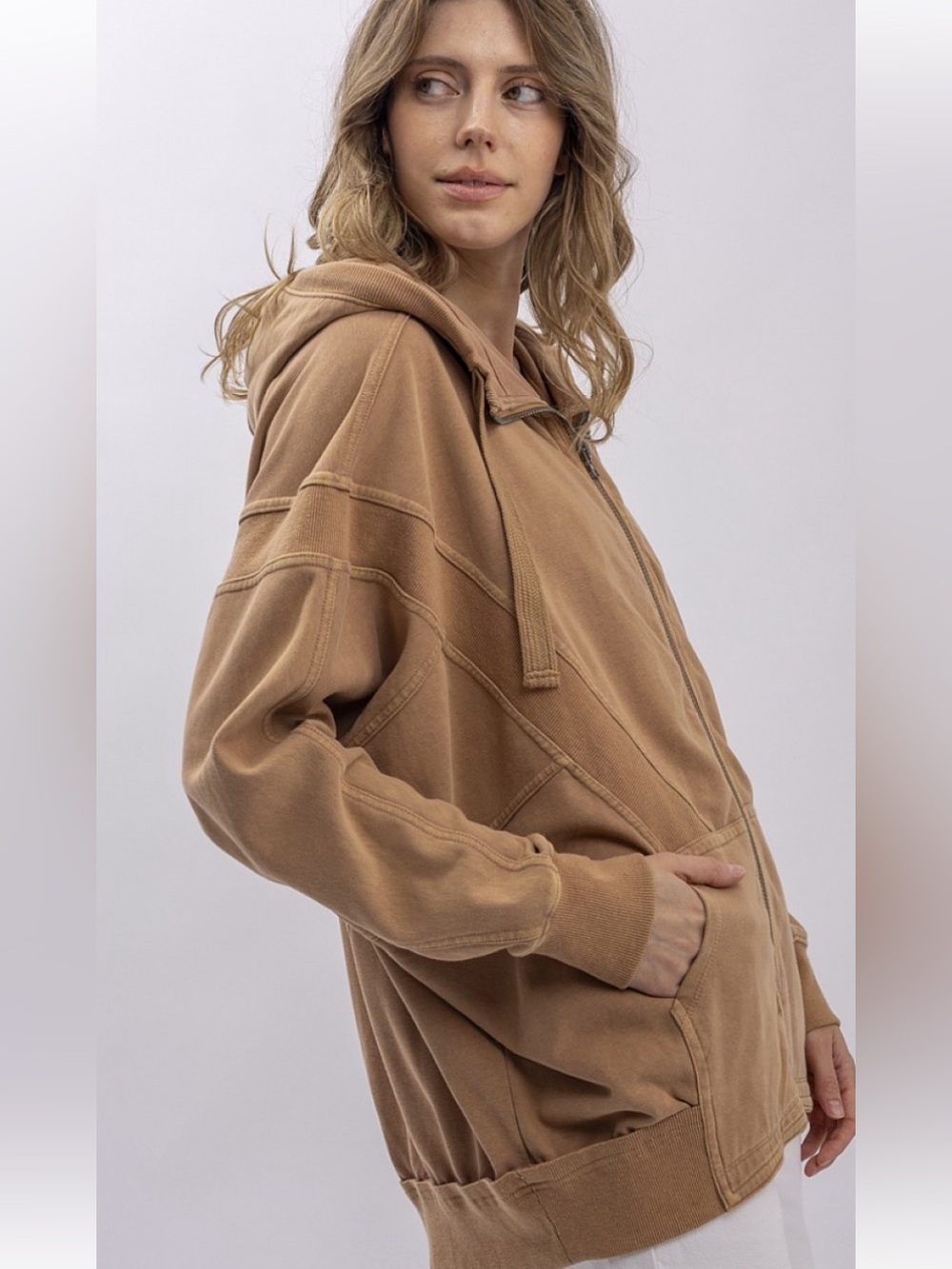 240 ❤️ BLUEVELVET mocha HOODIE JACKET